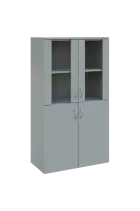 N 4 - 8DS kancelářská skříň, 4-dveřová/prosklená, 1450x800x400, šedá